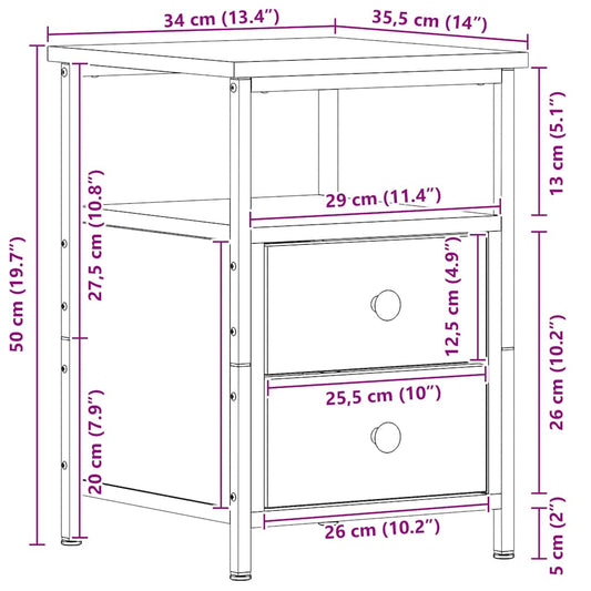 Nattbord svart eik 34x35,5x50 cm konstruert tre