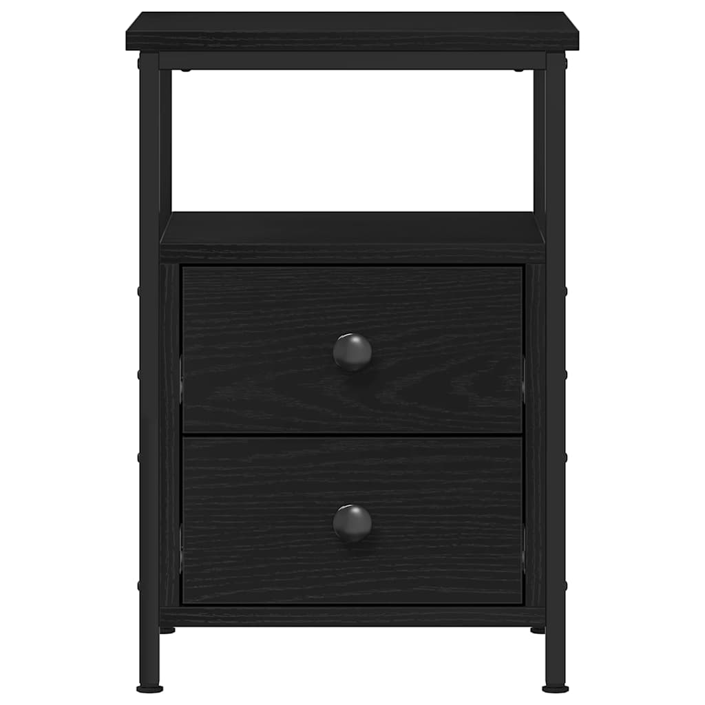 Nattbord 2 stk svart eik 34x35,5x50 cm konstruert tre