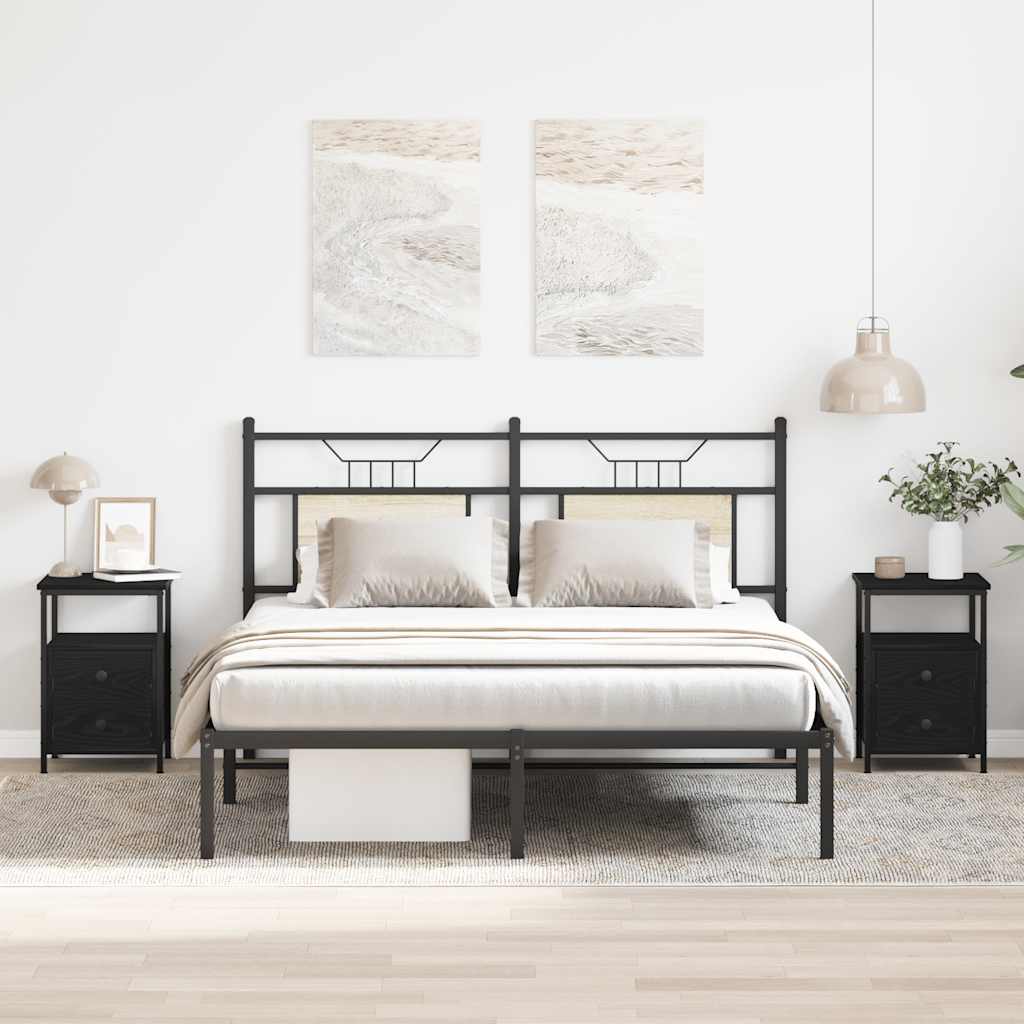 Nattbord 2 stk svart eik 34x35,5x50 cm konstruert tre