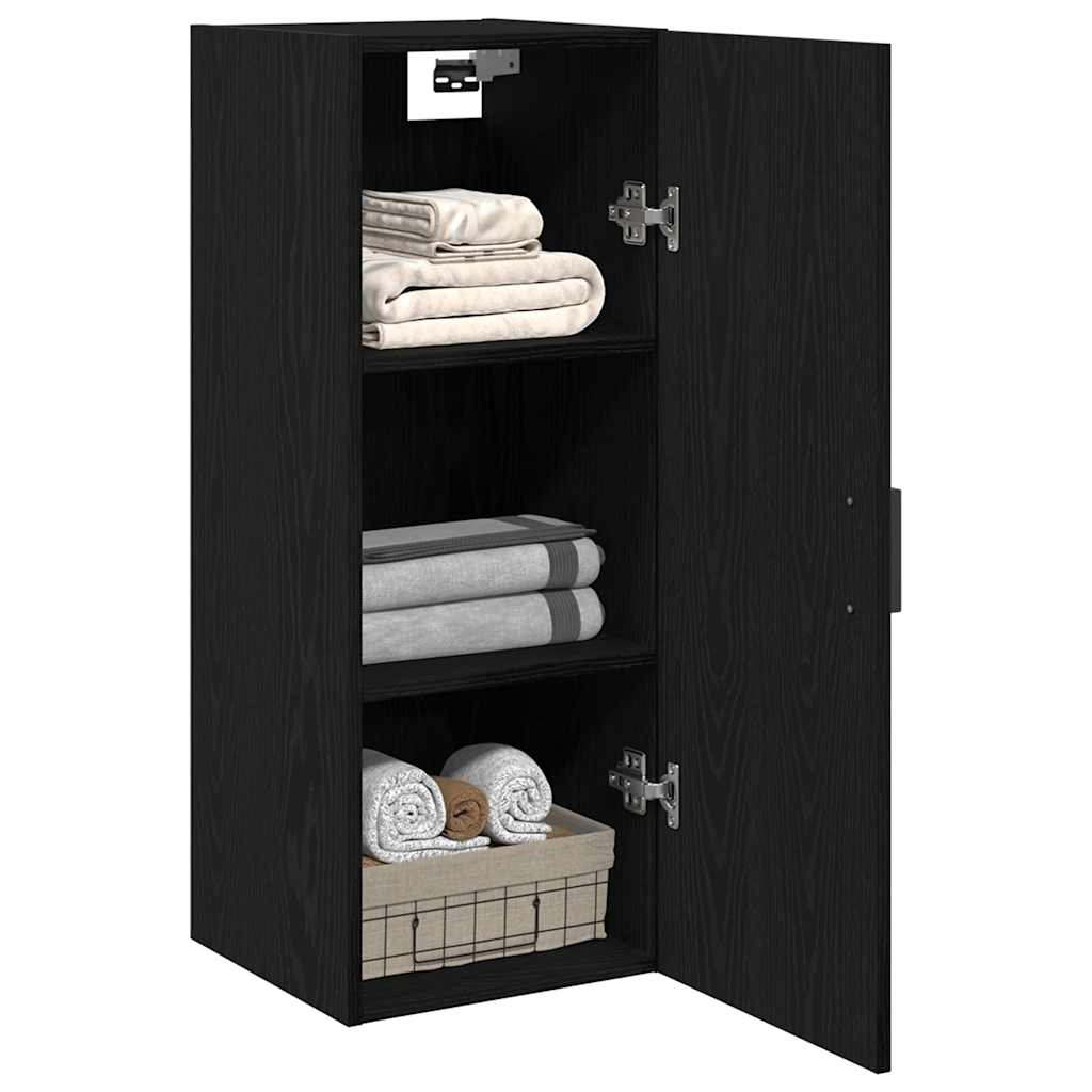 Veggmontert skap svart eik 34,5x34x90 cm konstruert tre