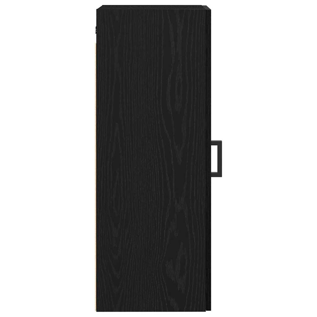 Veggmontert skap svart eik 34,5x34x90 cm konstruert tre