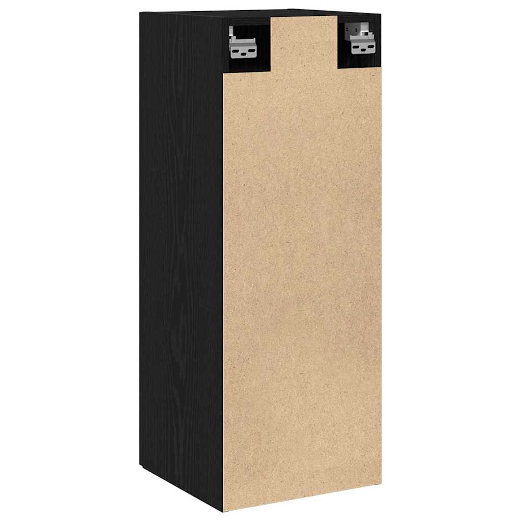 Veggmontert skap svart eik 34,5x34x90 cm konstruert tre