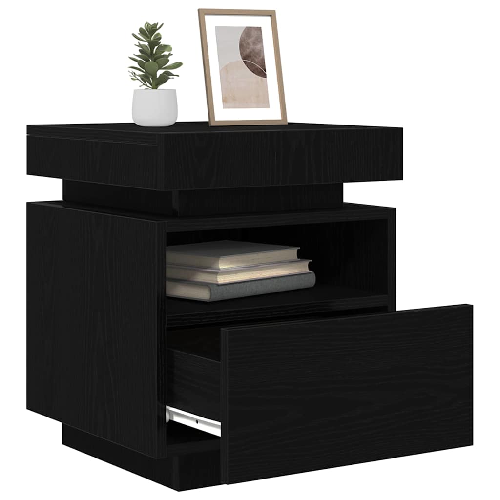 Nattbordskap Svart Eik 40 x 39 x 48,5 cm Konstruert tre