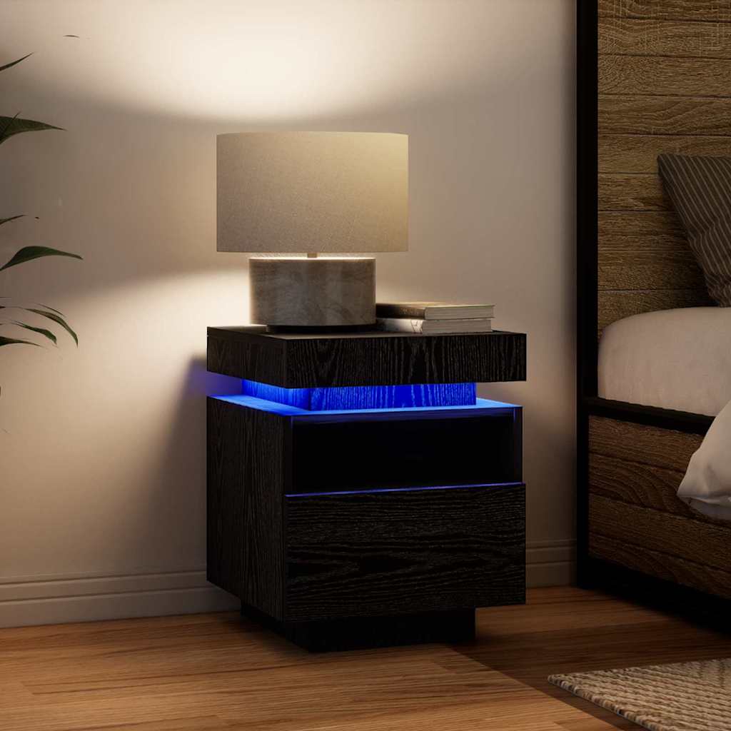 Nattbord 2 pcs Svart eik 40 x 39 x 48.5 cm Konstruert tre