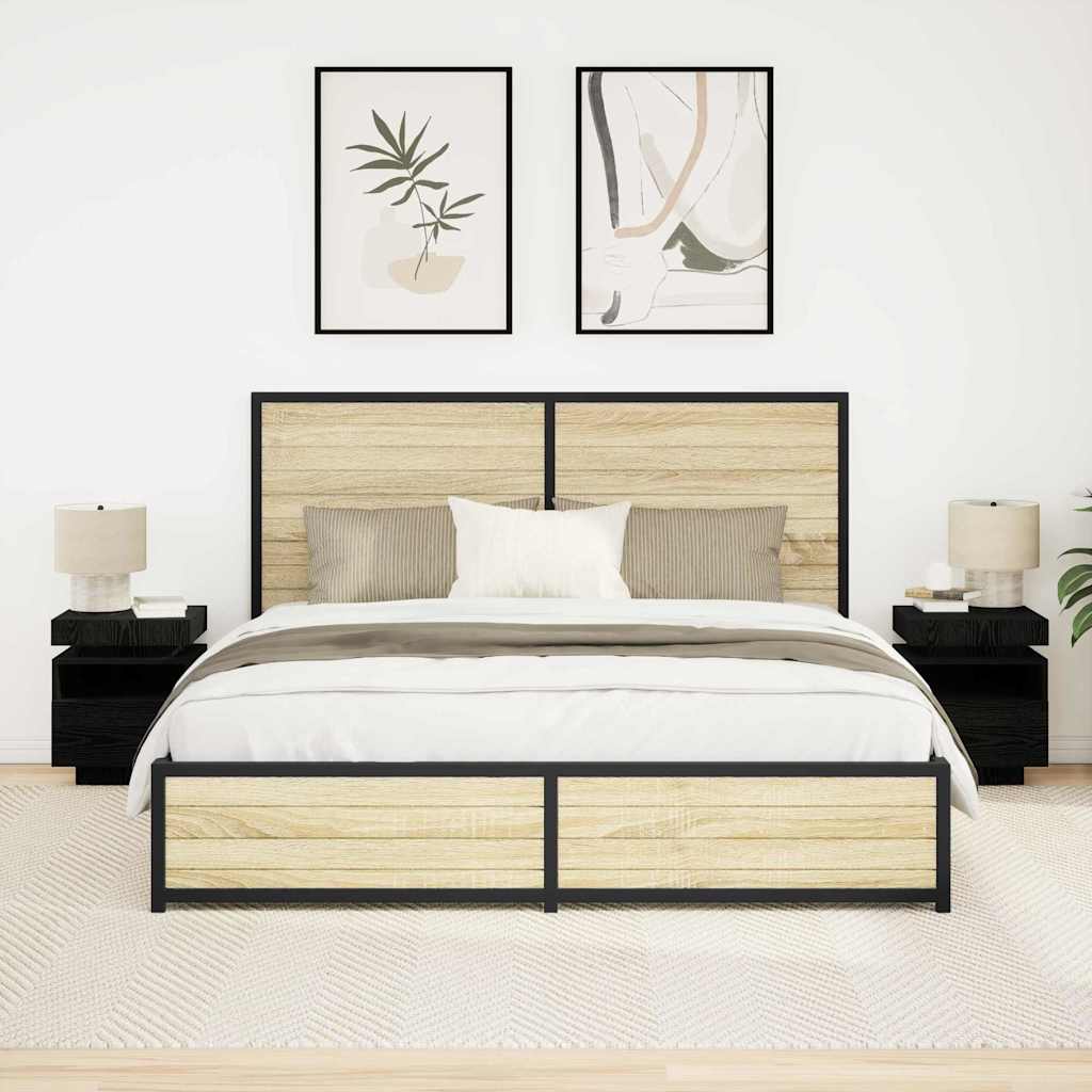 Nattbord 2 pcs Svart eik 40 x 39 x 48.5 cm Konstruert tre