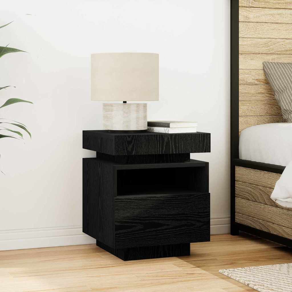 Nattbordskap 2 pcs Svart Eik 40 x 39 x 48,5 cm Konstruert tre