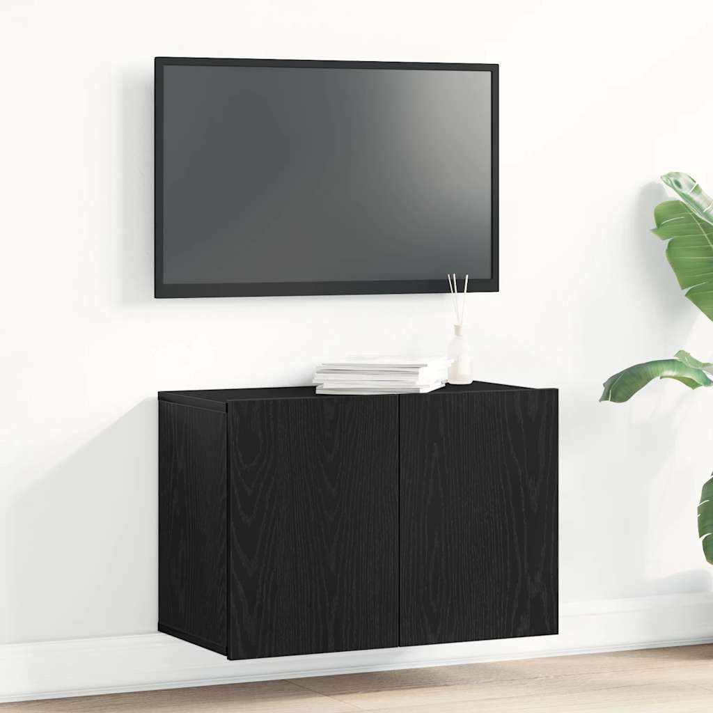 TV-skap svart eik 60x30x41 cm konstruert tre