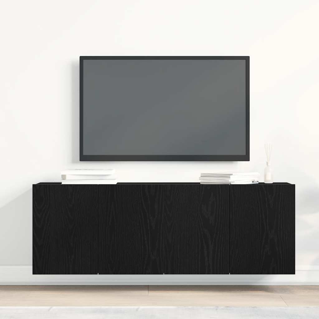 TV-skap 2 stk svart eik 120x30x41 cm konstruert tre