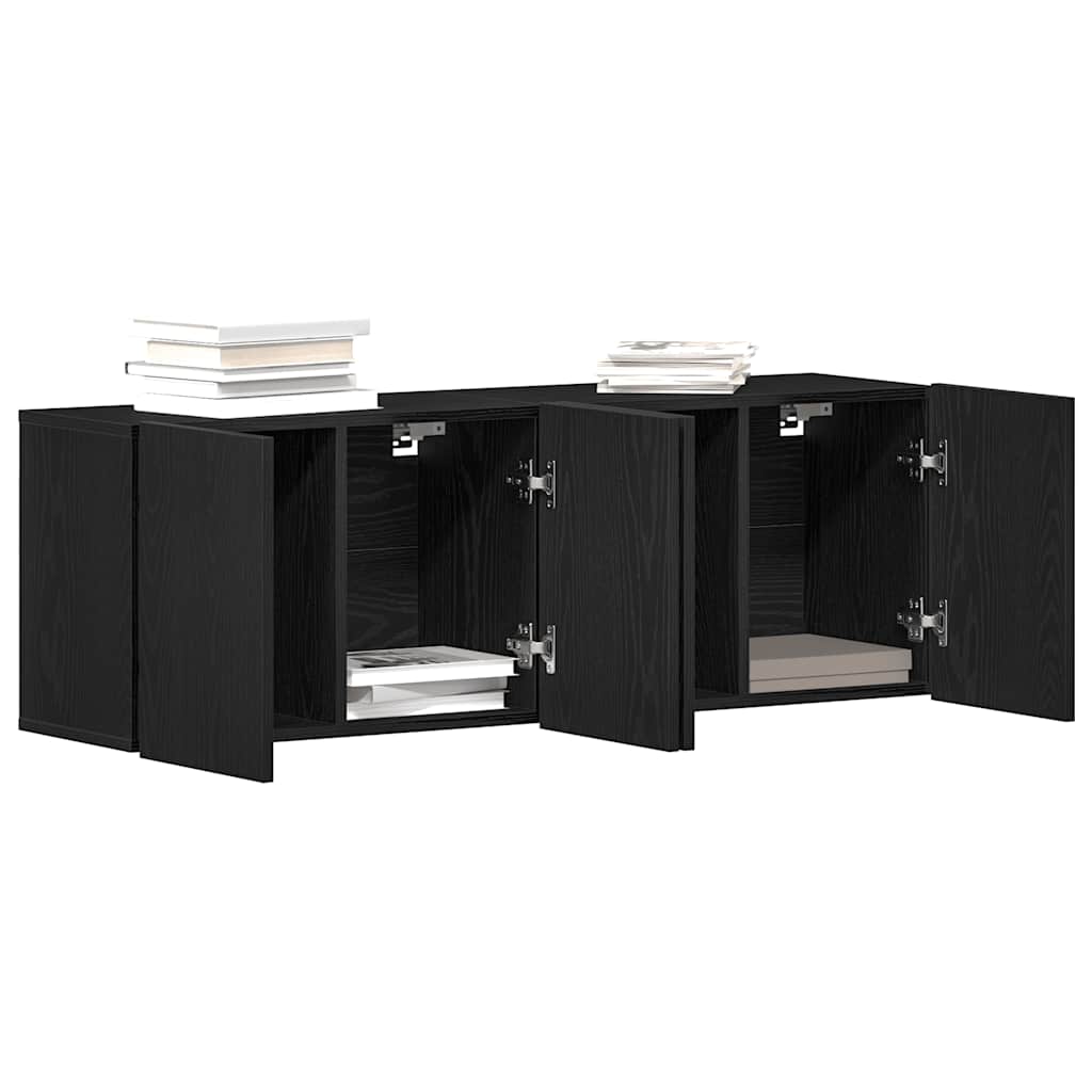 TV-skap 2 stk svart eik 120x30x41 cm konstruert tre