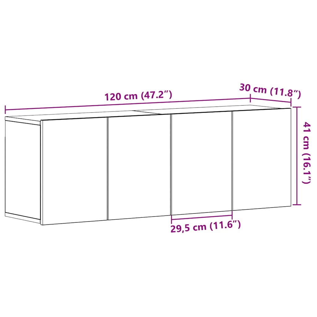 TV-skap 2 stk svart eik 120x30x41 cm konstruert tre