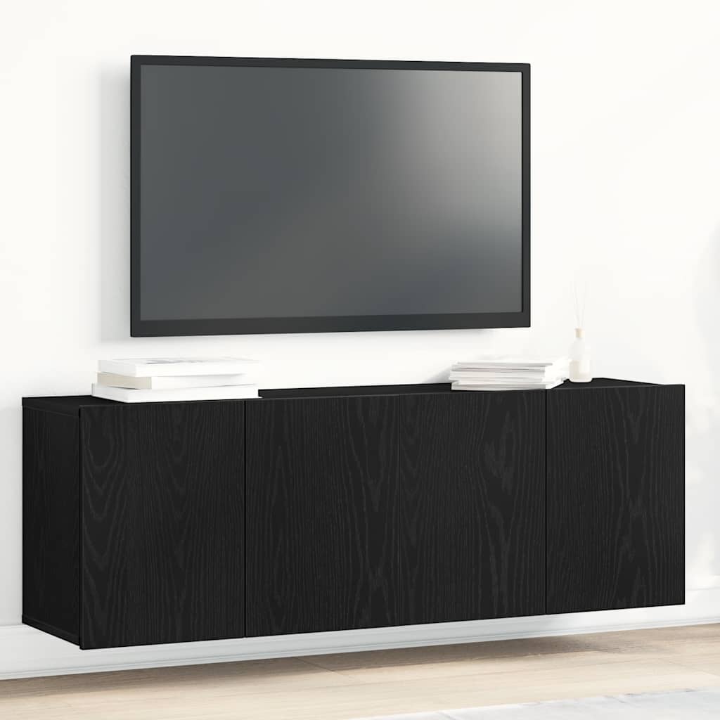 TV-skap 2 stk svart eik 120x30x41 cm konstruert tre