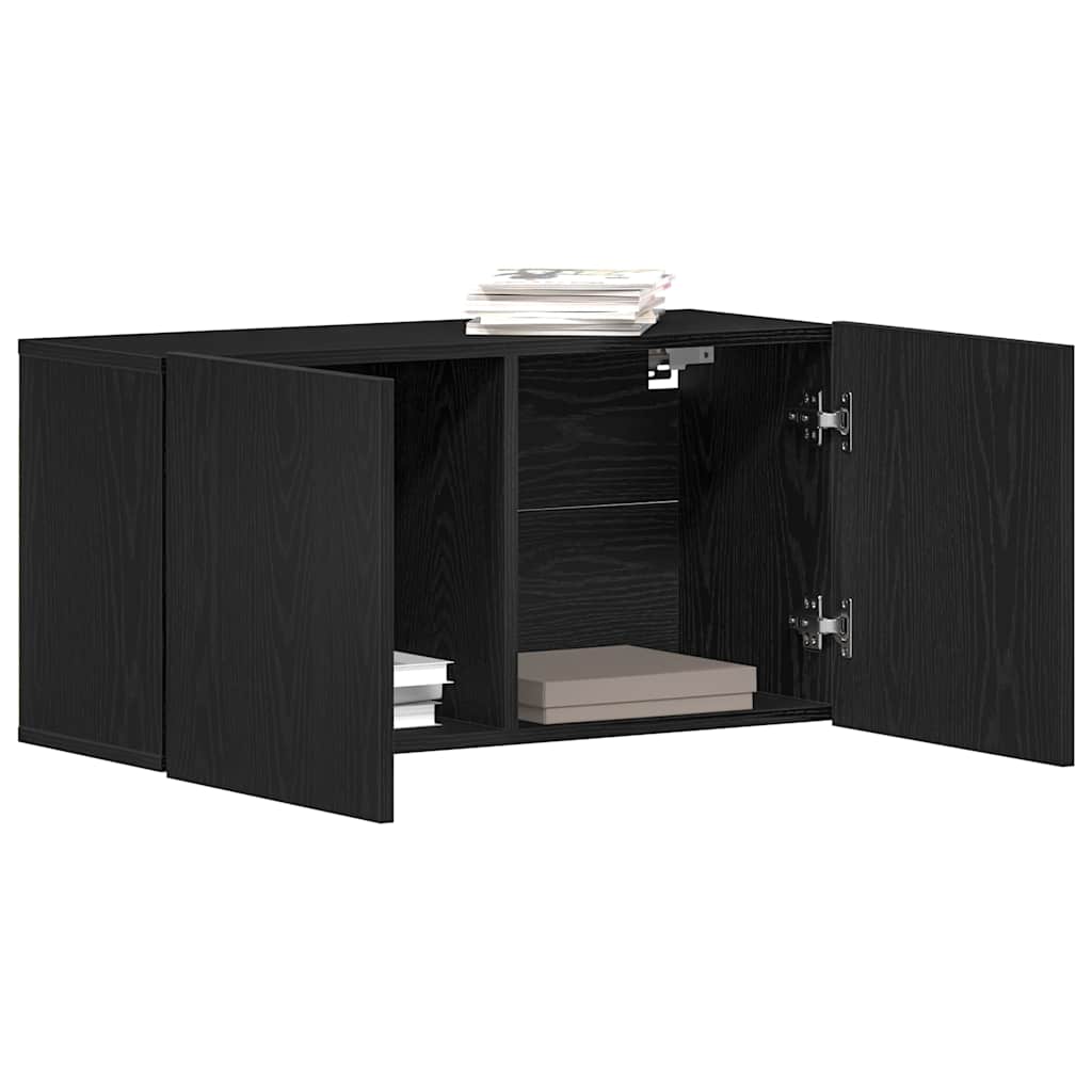 TV-skap svart eik 80x30x41 cm konstruert tre