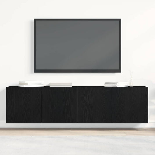 TV-skap 2 stk svart eik 160x30x41 cm konstruert tre