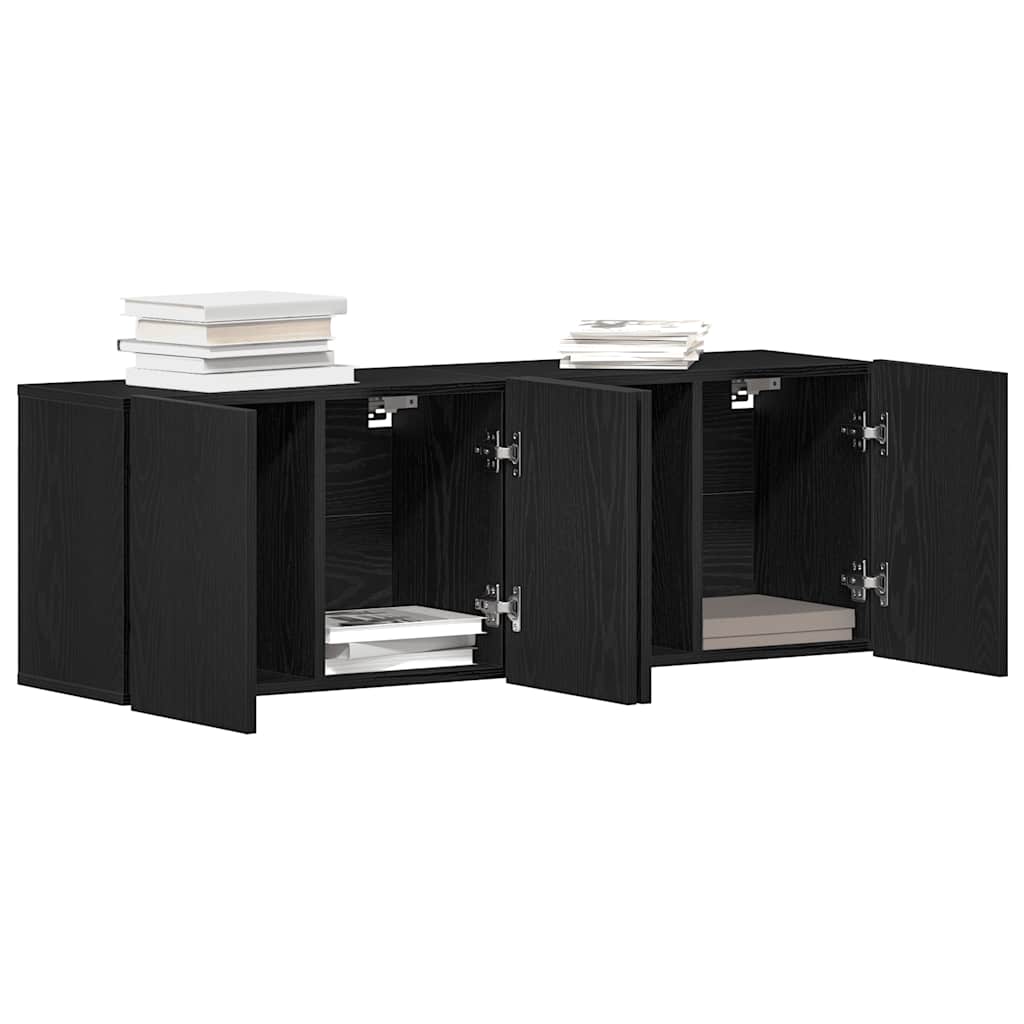 TV-skap 2 stk svart eik 160x30x41 cm konstruert tre