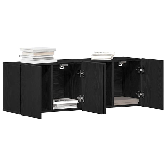 TV-skap 2 stk svart eik 160x30x41 cm konstruert tre