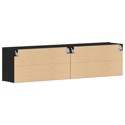 TV-skap 2 stk svart eik 160x30x41 cm konstruert tre