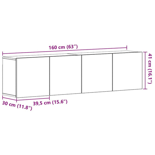 TV-skap 2 stk svart eik 160x30x41 cm konstruert tre