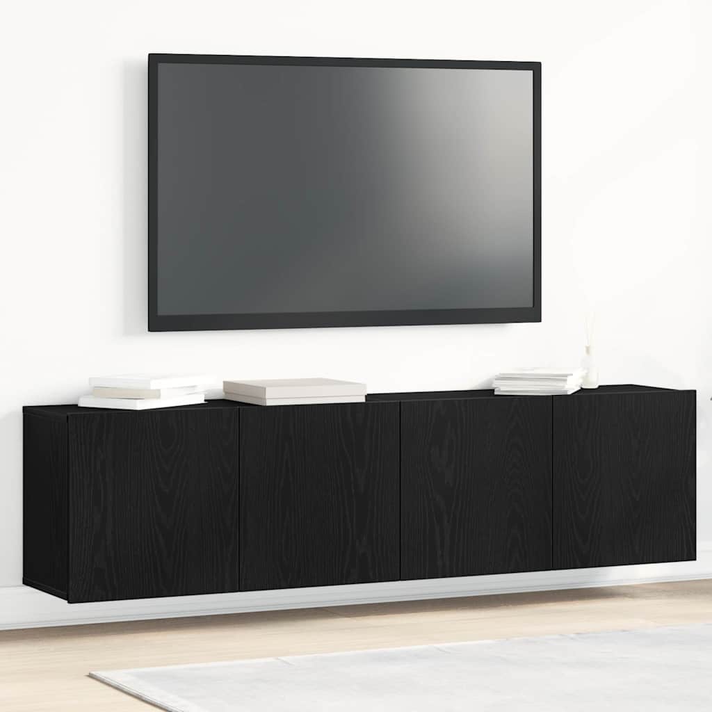 TV-skap 2 stk svart eik 160x30x41 cm konstruert tre