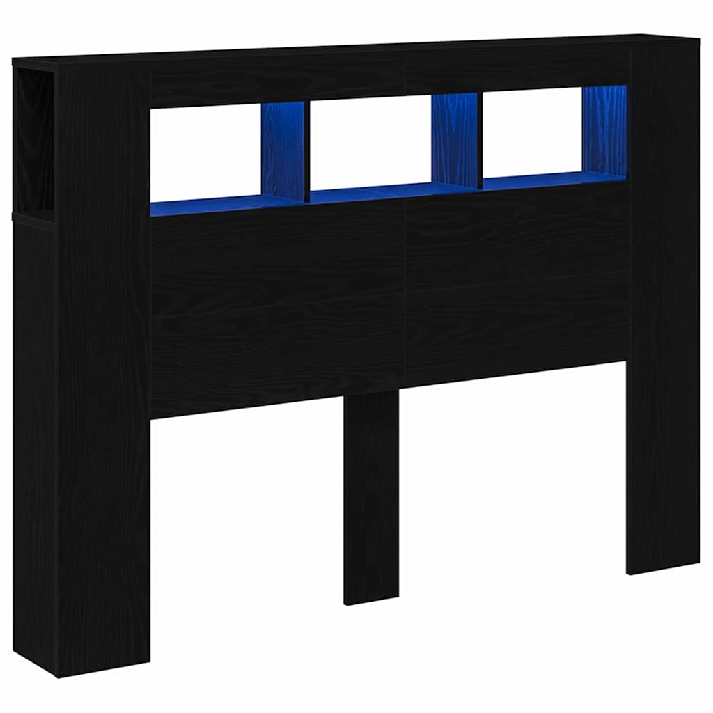 LED Hodegavl Svart Eik 140 x 18,5 x 103,5 cm Konstruert tre