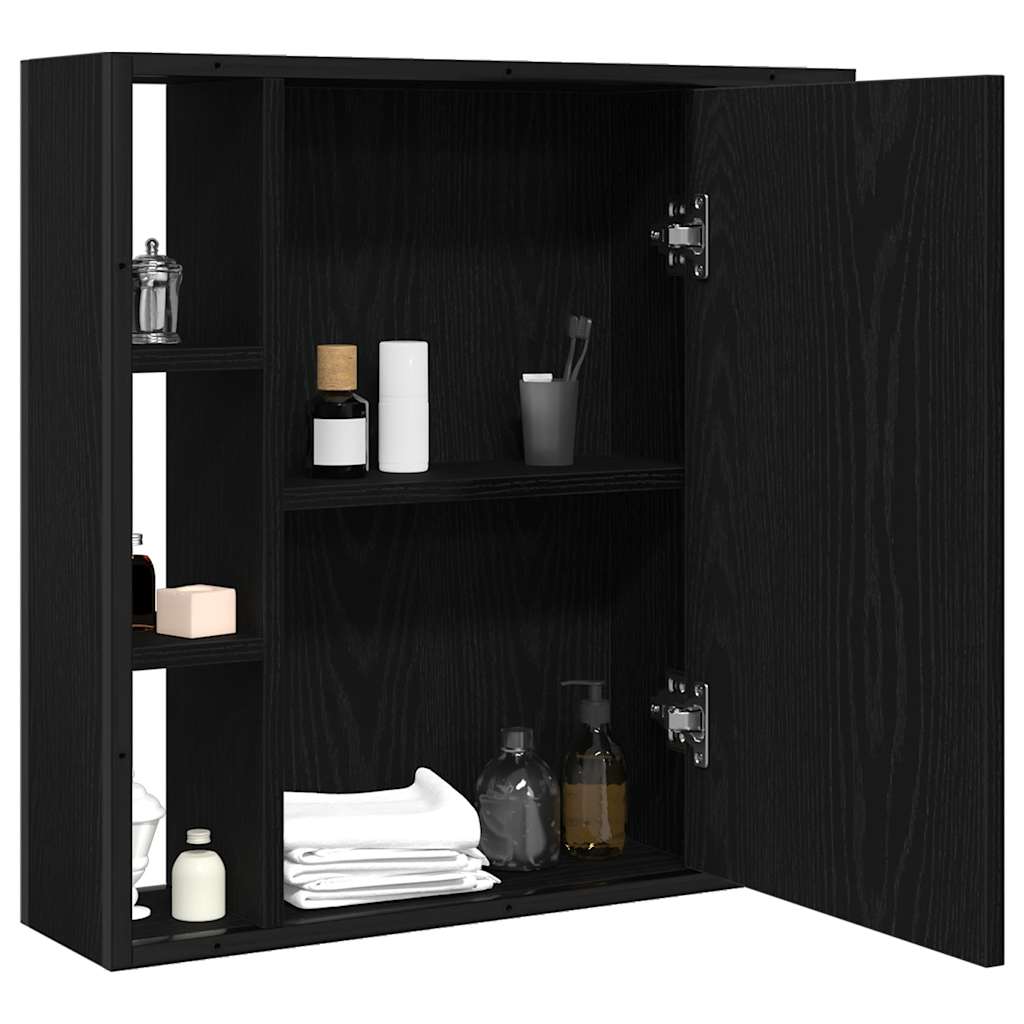 Baderomsspeilskap svart eik 60x16x60 cm konstruert tre