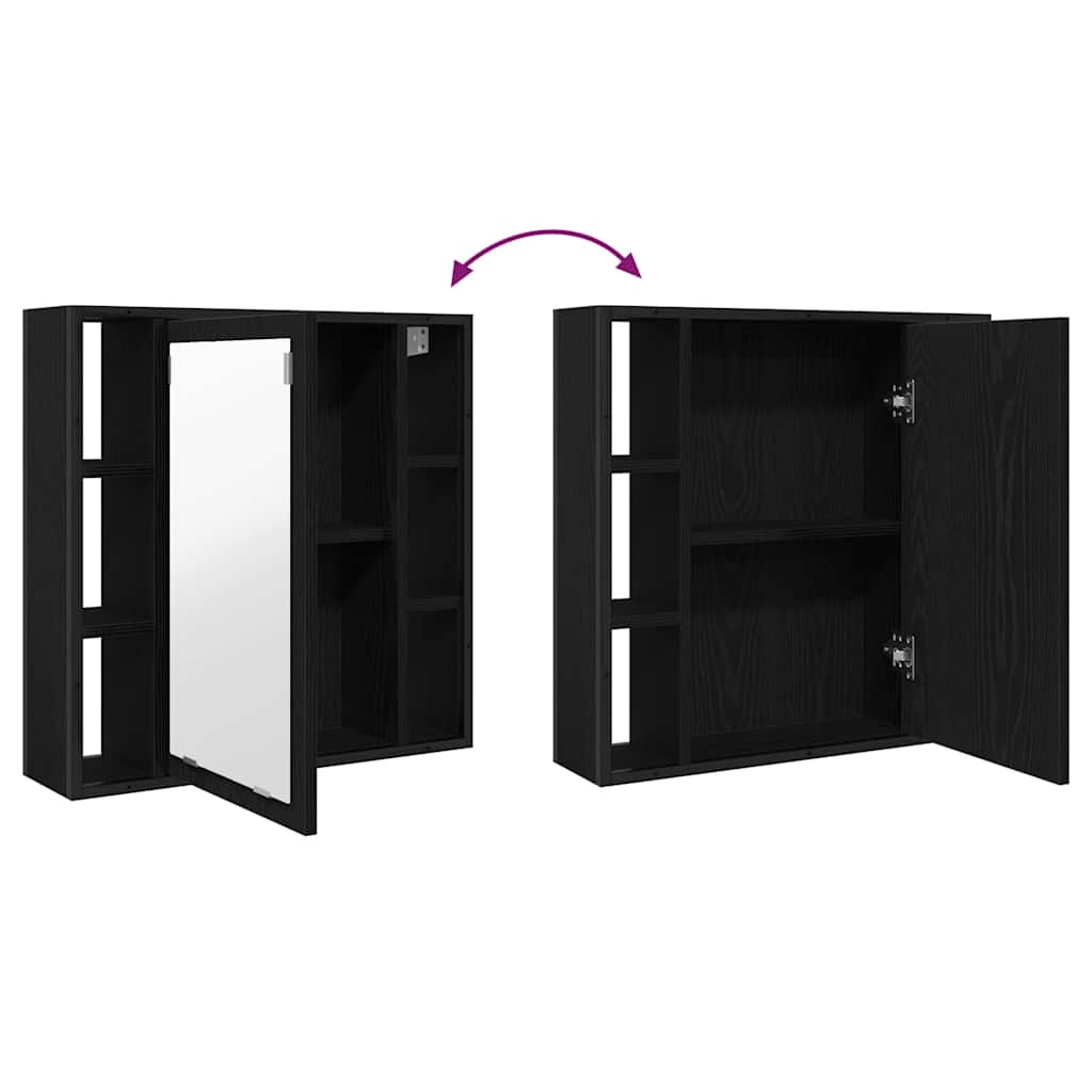 Baderomsspeilskap svart eik 60x16x60 cm konstruert tre