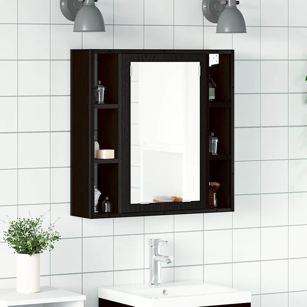 Baderomsspeilskap svart eik 60x16x60 cm konstruert tre