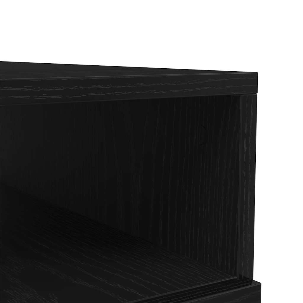 Salongbord med LED-lys svart eik 90x49x40 cm