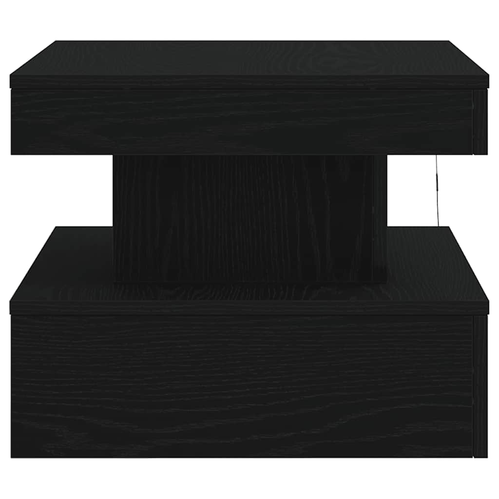 Salongbord med LED-lys svart eik 50x50x40 cm