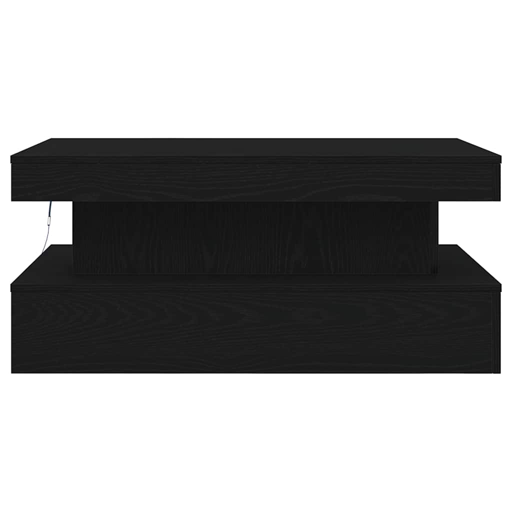 Salongbord med LED-lys svart eik 90x50x40 cm