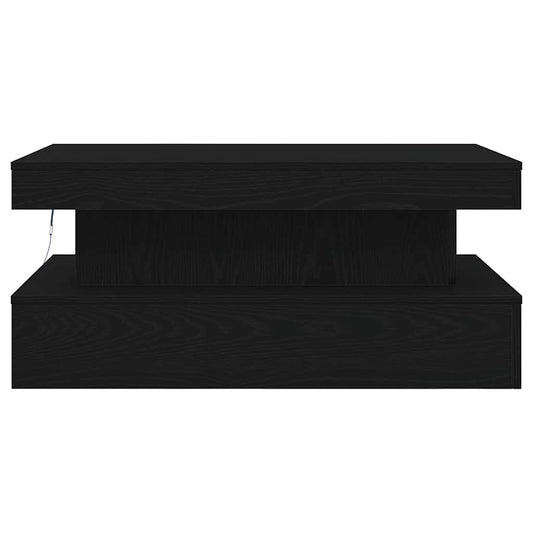 Salongbord med LED-lys svart eik 90x50x40 cm