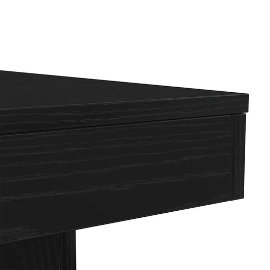 Salongbord med LED-lys svart eik 90x50x40 cm
