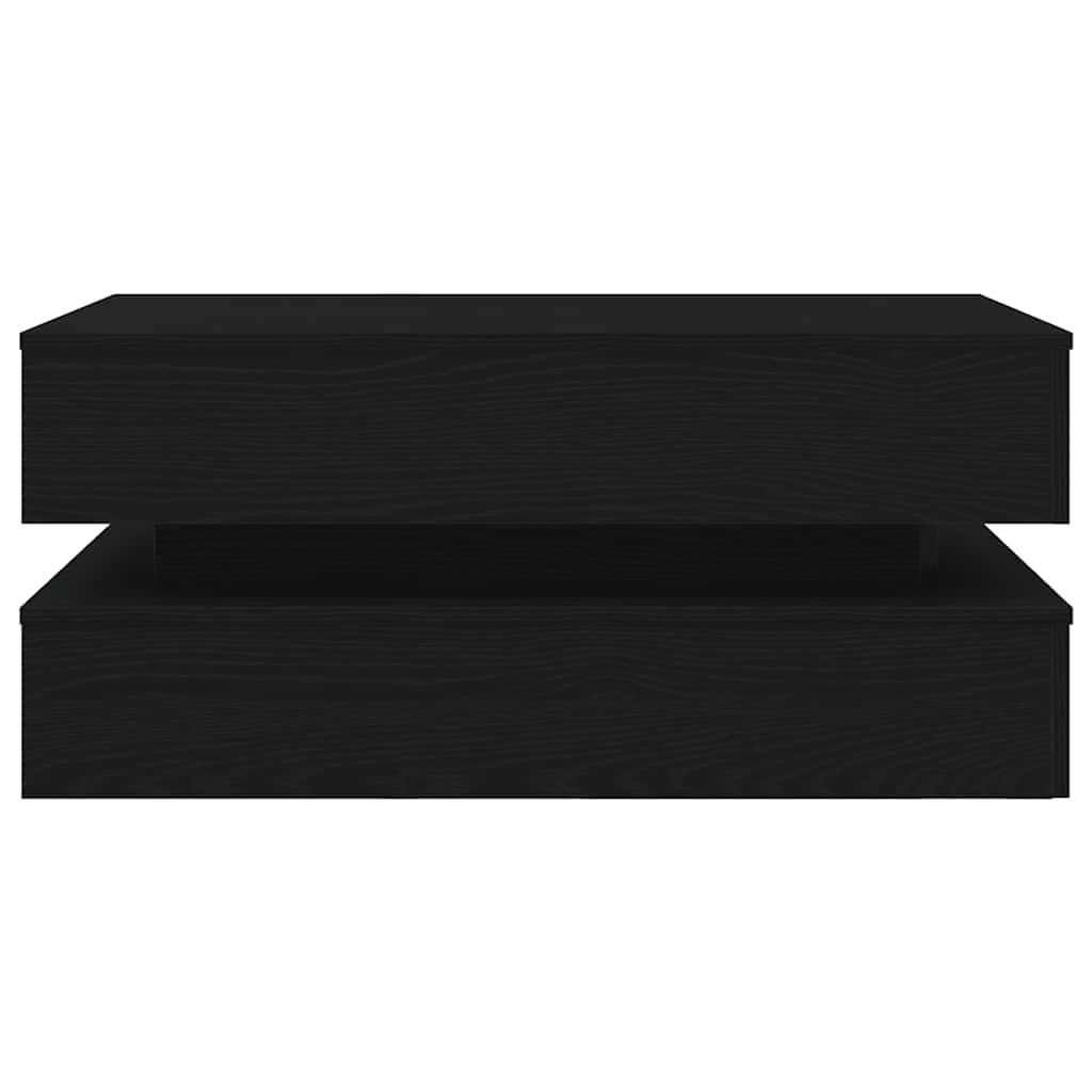 Salongbord med LED-lys svart eik 90x50x40 cm