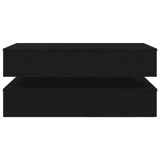 Salongbord med LED-lys svart eik 90x50x40 cm