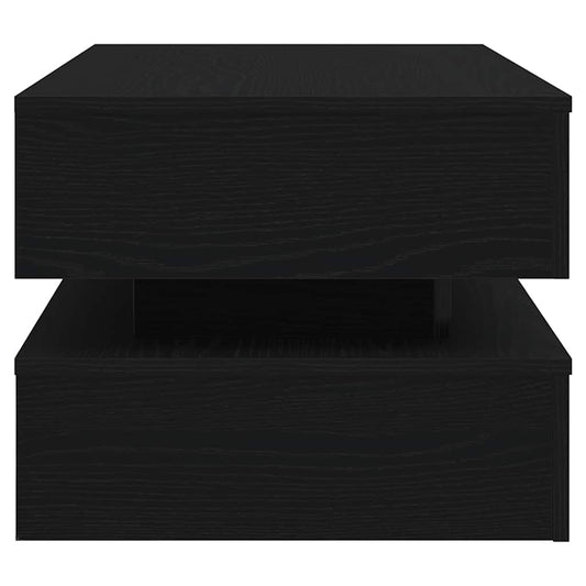 Salongbord med LED-lys svart eik 90x50x40 cm