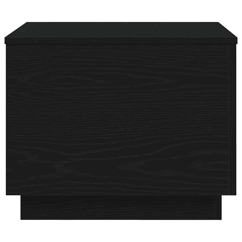 Salongbord med LED-lys svart eik 50x50x40 cm