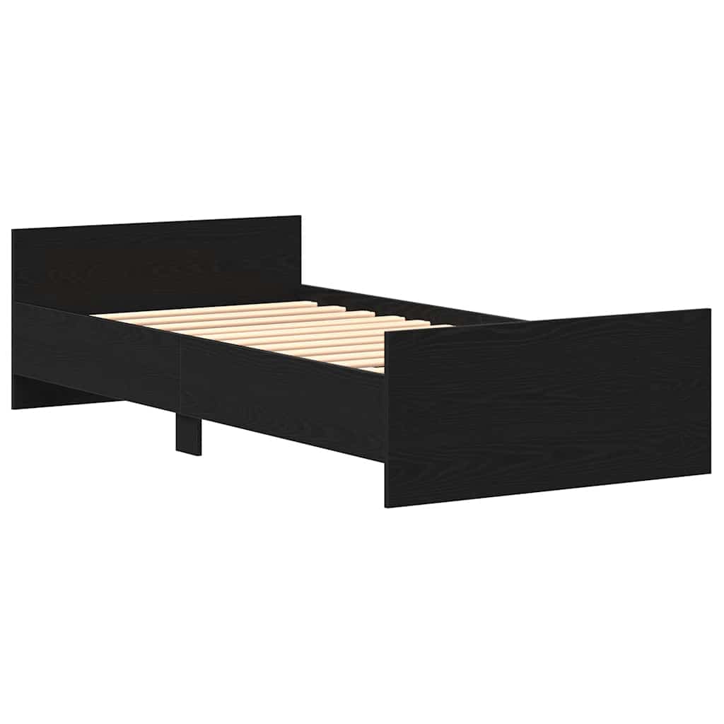 Sengeramme uten madrass svart eik 75x190 cm konstruert tre