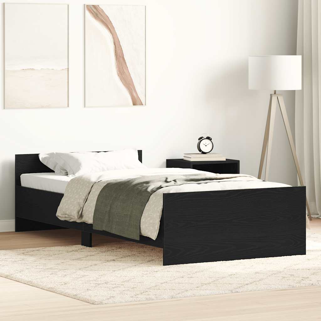 Sengeramme uten madrass svart eik 75x190 cm konstruert tre