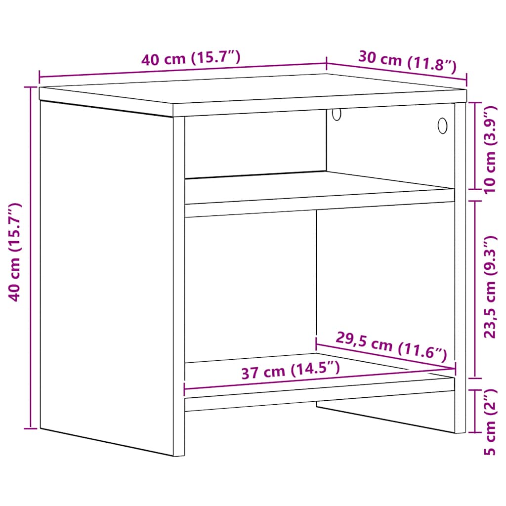 Nattbord svart eik 40x30x40 cm konstruert tre