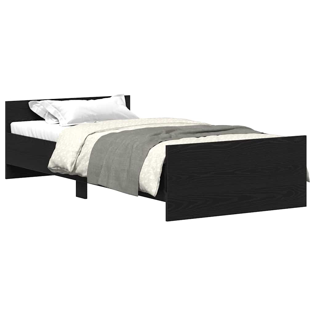 Sengeramme uten madrass svart eik 90x200 cm konstruert tre