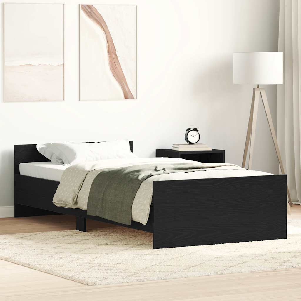 Sengeramme uten madrass svart eik 90x200 cm konstruert tre