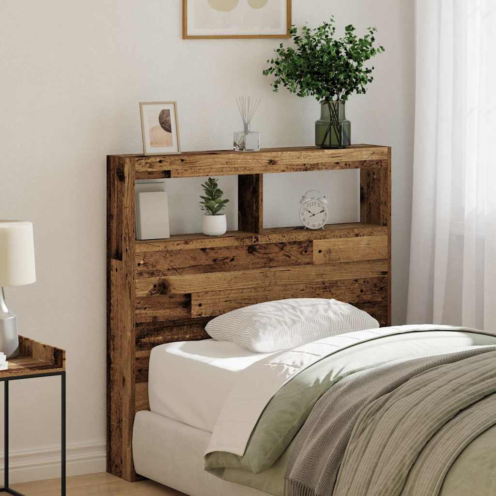 Hodegavl skap med LED gammelt tre 100x17x102 cm