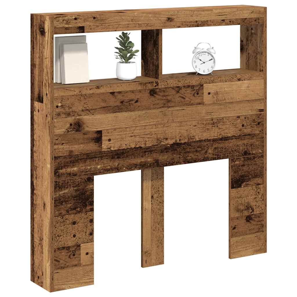Hodegavl skap med LED gammelt tre 100x17x102 cm