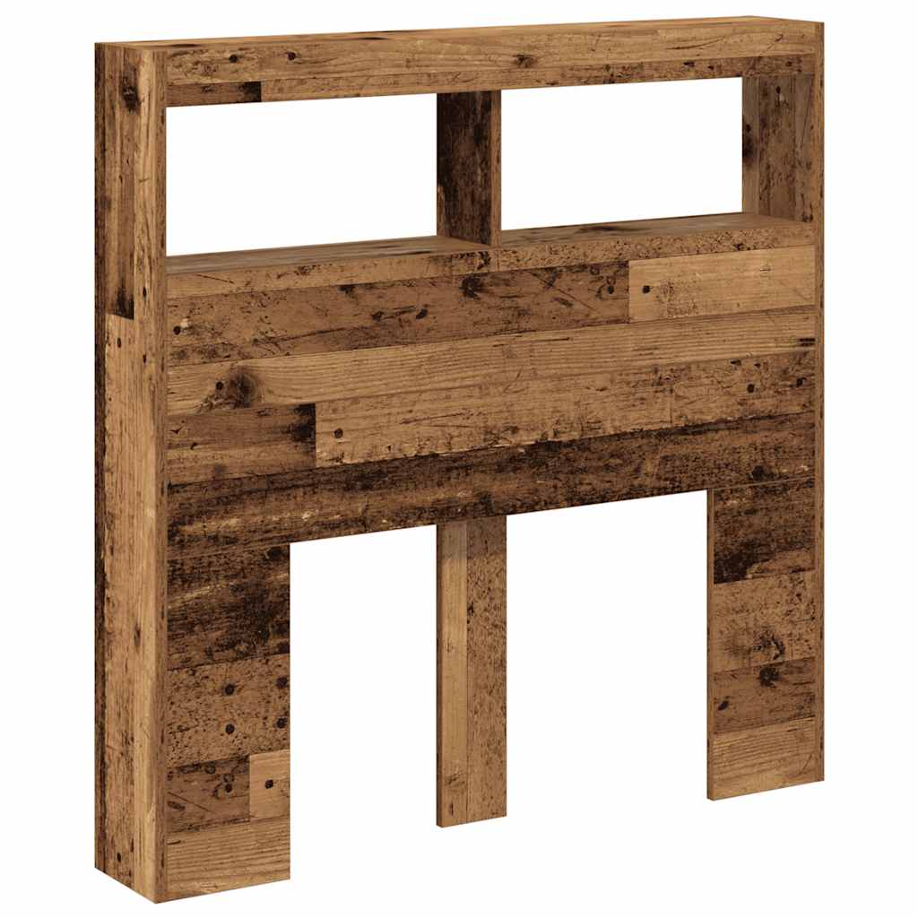 Hodegavl skap med LED gammelt tre 100x17x102 cm