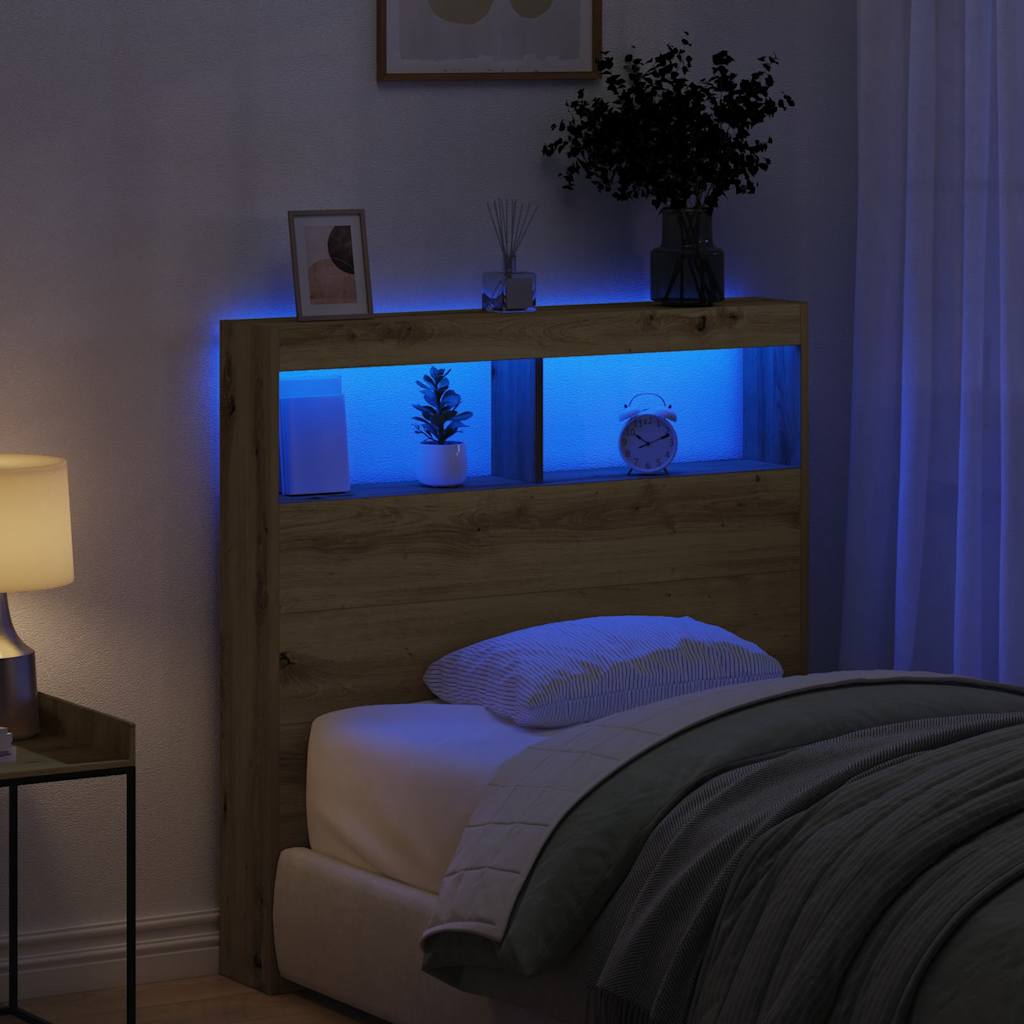 Hodegavl skap med LED artisan eik 100x17x102 cm
