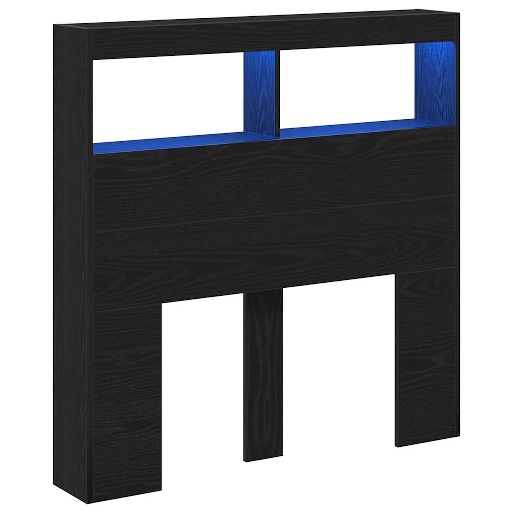 Hodegavl skap med LED svart eik 100x17x102 cm