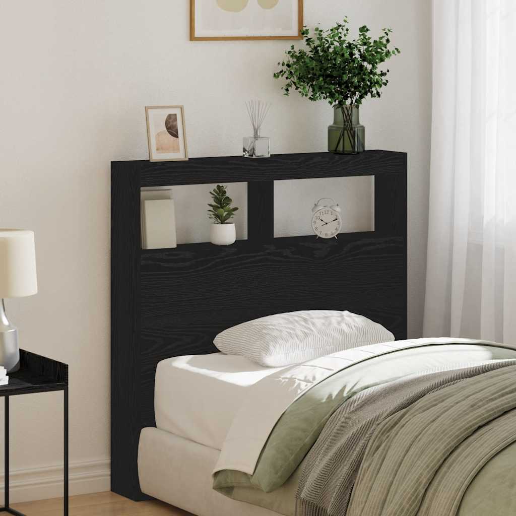 Hodegavl skap med LED svart eik 100x17x102 cm