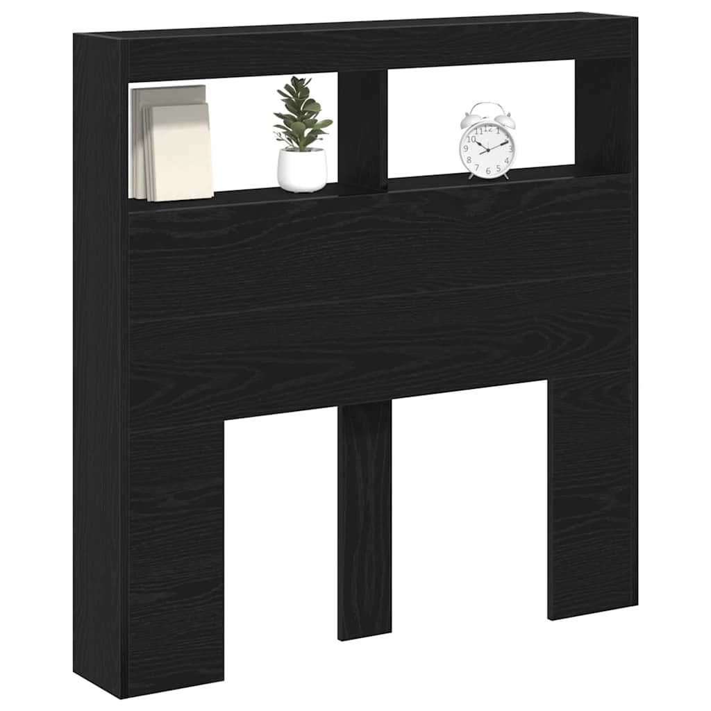 Hodegavl skap med LED svart eik 100x17x102 cm