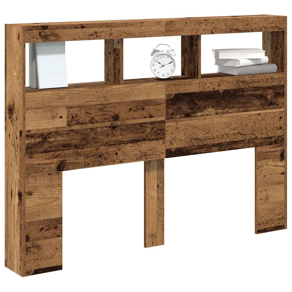 Hodegavl skap med LED gammelt tre 140x17x102 cm