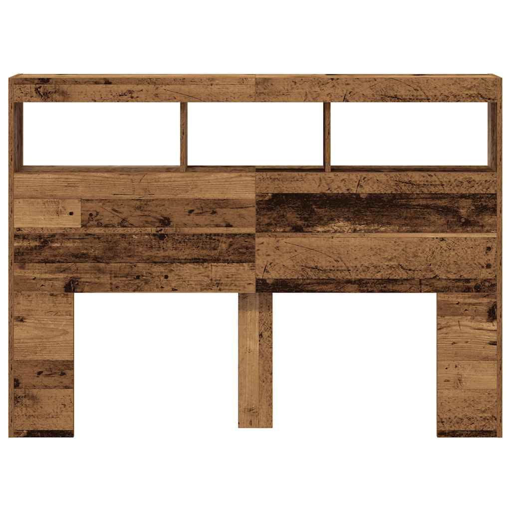 Hodegavl skap med LED gammelt tre 140x17x102 cm