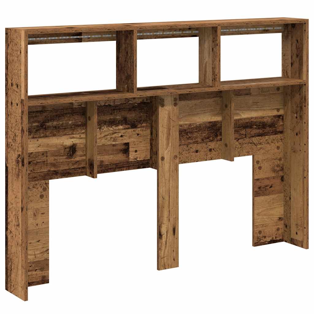 Hodegavl skap med LED gammelt tre 140x17x102 cm